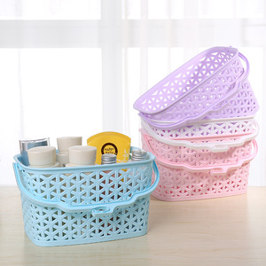 Plastic Storage Basket With Handles Rectangle Pink Blue Purple White For Neatening Storage - Product Image 5