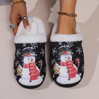 Fabricant de pantoufles d'intérieur en mousse à mémoire de forme TPR avec dessus en peluche imprimé Noël pour femmes, personnalisables OEM, collection automne/hiver