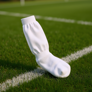 Calcetines deportivos largos hasta la rodilla para niños y adultos, calcetines de fútbol absorbentes del sudor, de compresión, estilo blanco sólido - Product Image 2