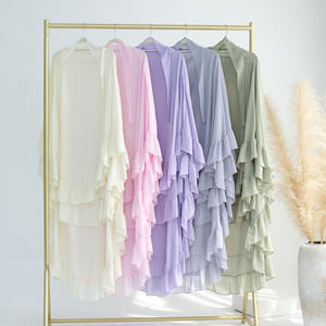 复古2层雪纺马克西长Khimar高级穆斯林女性伊斯兰服装加尺寸盖头斋月祈祷Khimar - Product Image 2