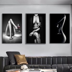 Moderne nordique <span class=keywords><strong>noir</strong></span> <span class=keywords><strong>blanc</strong></span> Sexy fille corps peinture à l'huile Art déco Style <span class=keywords><strong>nu</strong></span> décoratif affiche pour hôtel chambre décoration - Product Image 2