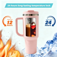 Nouveau Gobelet de Voyage Isotherme à Double Paroi en Acier Inoxydable 40 oz, Sans BPA, Anti-Fuite, avec Poignée et Couvercle à Paille – Vente Flash