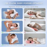 Oreiller ergonomique cervical en mousse à mémoire de forme, forme ondulée pour soulager la douleur à l'épaule, avec housse en soie glacée respirante amovible