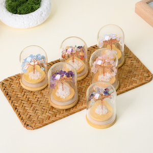 New Design Natural Crystal Healing Stone Craft Mini Crystal Lucky <b>Tree</b> Glass Bell Jar or Decoration - Product Image 3