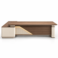 Bureau de direction haut de gamme en forme de L avec armoire intégrée pour bureau de PDG