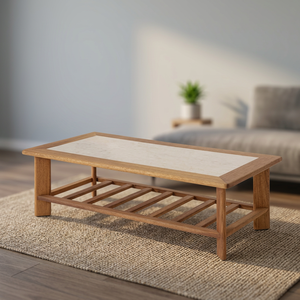 Modern Wooden <b>Coffee</b> <b>Table</b> with Lower Storage Shelf <b>Rectangle</b> Design for Living Room Furniture - Product Image 2