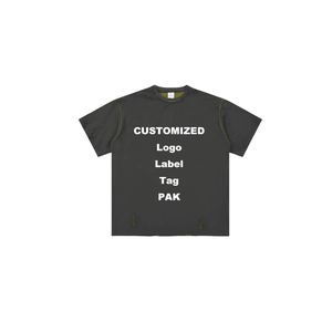Custom Logo Distressed Oversized T-Shirt <b>Men</b> 100% Cotton Vintage Streetwear Acid Wash Heavyweight Eco-Friendly Breathable Kadia - Product Image 4