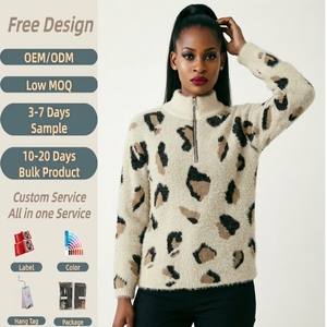 Maglione Casual da Donna con Motivo Leopardato, Collo a Lupetto con Zip 1/4, Polsini a Costine, Morbido e Traspirante per l'Autunno - Product Image 4