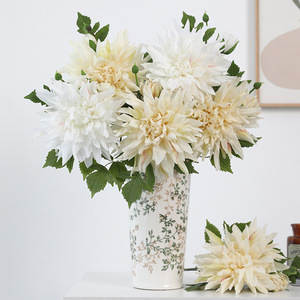 Fleur de Dahlia Artificielle à Tige Unique en Soie Plastique Haute Simulation pour Décoration Mariage et Maison Orange Jaune Rouge Blanc - Product Image 2