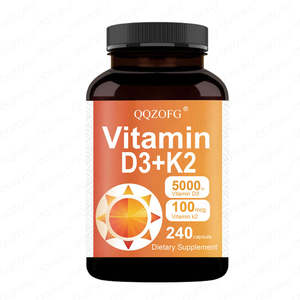 Vitamina D3+<span class=keywords><strong>K2</strong></span> (MK-7) OEM 5000 UI 100 mcg 240 Cápsulas Blandas a <span class=keywords><strong>Base</strong></span> de Aceite de Coco, Suministro para 8 Meses, Suplemento para la Salud Ósea y el Apoyo Inmunológico - Product Image 1