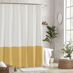 Tenda da doccia <span class=keywords><strong>Beige</strong></span> e gialla 100% cotone strutturato naturale luminoso <span class=keywords><strong>bagno</strong></span> metà secolo Boho tende da doccia Vintage decorazioni per il <span class=keywords><strong>bagno</strong></span> - Product Image 6