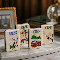 Ensemble de tuiles de Mahjong Apres Mahj, jeu de Mahjong américain en acrylique à 3 couches, thème ski, personnalisable, pour collection, en gros, idéal pour cadeau