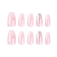 Haute qualité 24 pièces ongles courts en amande couverture complète français faux ongles fournitures Gel doux presse sur faux ongles ensemble