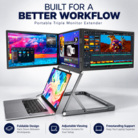 Extenseur d'écran d'ordinateur portable de 18,5 pouces pour affichage triple écran - Extenseur d'écran d'ordinateur portable 1080P IPS 100% sRGB 60Hz Boîtier en aluminium