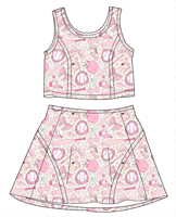 Nouveauté : Ensemble d'été décontracté pour bébés et jeunes enfants, comprenant un haut court sans manches à col rond et une jupe évasée à taille élastique, en tissu doux de haute qualité.