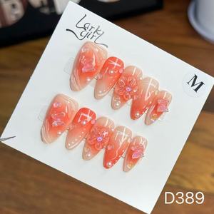 <span class=keywords><strong>Uñas</strong></span> Postizas TSZS Medianas Almendradas de <span class=keywords><strong>Verano</strong></span> con Flores 3D Talladas a Mano, Estilo Francés, Diseño de Concha Marina, <span class=keywords><strong>Uñas</strong></span> Acrílicas - Product Image 4