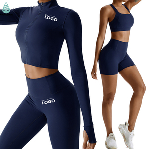 Conjunto de <span class=keywords><strong>Yoga</strong></span> Deportivo <span class=keywords><strong>para</strong></span> Mujer Más Vendido, Sensación de Segunda Piel, Top de <span class=keywords><strong>Yoga</strong></span> Transpirable con Absorción de Impactos de Tres Cuartos y Leggings de Cintura Alta - Product Image 1