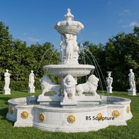 Fontaine d'eau en marbre blanc sur mesure, grand modèle, design moderne, durable et résistante à l'eau, pour usage en villa