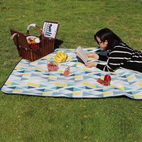 Tapis de plage pliable imprimé, imperméable et anti-sable, pour le camping et les pique-niques en extérieur