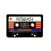 Aimant de réfrigérateur en émail métallique, style cassette audio, drapeau de l'Arizona, autocollant métallique, placage noir, aimant métallique Arizona Patagonia