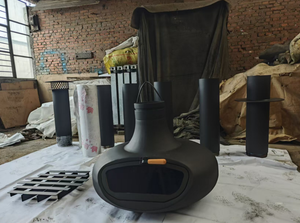 <span class=keywords><strong>Chimenea</strong></span> de Leña de Alta Calidad para Interiores, Giratoria 360 Grados, con <span class=keywords><strong>Puerta</strong></span> de Vidrio, Montada en el Techo - Product Image 4