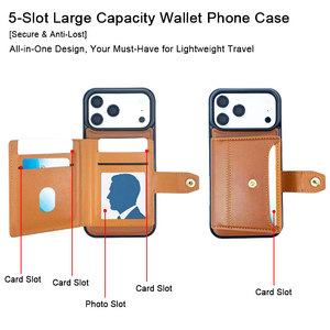 Funda <span class=keywords><strong>de</strong></span> Piel Sintética para Teléfono con Cierre Magnético, Ranura para Tarjetas, Soporte Integrado y Protección Total <span class=keywords><strong>de</strong></span> Lente para iPhone 17 Pro 15 - Product Image 4