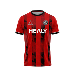 HEALY Dry Fit Polyester Sublimatie T-shirts Fabrikant Op Maat Voetbal V-hals T-shirts Heren - Product Image 5