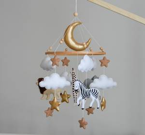 Sur la vente fait à la main couleur magnifique feutre teddy nursery bébé berceau <span class=keywords><strong>mobile</strong></span> avec bague en bois - Product Image 3