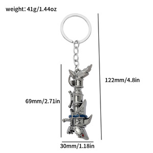 Tùy chỉnh giải đấu Jinx Pháo kim loại Keychain với dập nổi in quà tặng trang sức cho xe Keychain - Product Image 2