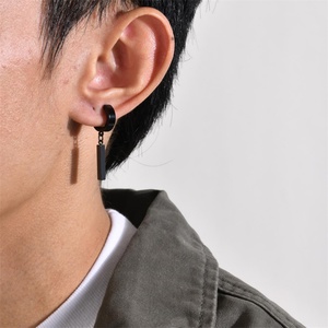 Fashion Fine Personalized Jewelry Stainless Steel Blank bar Charm <b>Hoop</b> <b>Earring</b> for Men - Product Image 3