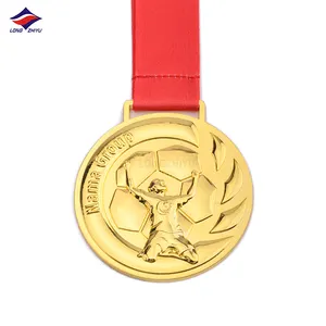 Longzhiyu 17 Years Metal Medals Supolier Custom Football Sport Medals Wholesale Antique Gold Soccer Ball Medals