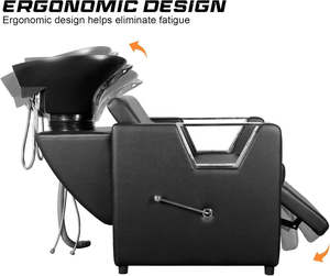 Sillón de Peluquería de Cuero PU Negro con Lavacabezas y Lavabo, Estación Moderna para Lavado de Cabello - Product Image 4