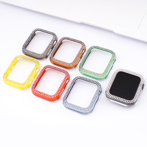 Lusso Bling doppio diamante copertura orologio cassa 40mm 44mm custodia di protezione PC per <span class=keywords><strong>Apple</strong></span> <span class=keywords><strong>I</strong></span> <span class=keywords><strong>Watch</strong></span> 4/5/6/<span class=keywords><strong>SE</strong></span> - Product Image 3