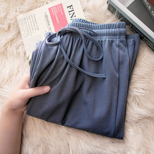 Women Long Pants Causal Elastic Waist Loose <strong>Basic</strong> Long <strong>Trousers</strong> for Female Spring Summer Wide Leg Long Pants - Product Image 4