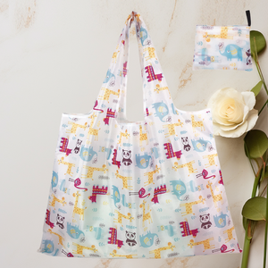 Sac fourre-tout pliable en polyester personnalisé et écologique avec motif lettres, poignée longue, emballage PP - Envoi postal - Product Image 4