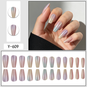 <span class=keywords><strong>Faux</strong></span> Ongles à Presser <span class=keywords><strong>Pastel</strong></span> Ombré Pailleté Brillant Réutilisables pour Femme – Idéal Quotidien, Fêtes et Soirées - Product Image 4