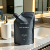 Emballage souple noir de 1 litre (16 oz) avec bec verseur, personnalisable, réutilisable, pour savon liquide, à poser, rechargeable
