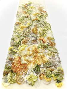 High Quality <strong>Heavy</strong> 3d Flower <strong>Lace</strong> Beaded Sequins <strong>Lace</strong> <strong>Fabric</strong> for Bridal Wedding Dresses Evening Dress Tulle <strong>Lace</strong> - Product Image 4