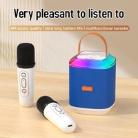 Speaker Nirkabel Portabel untuk Penggunaan di Rumah dengan Lampu LED RGB & Mikrofon Stereo Fitur Jam Komunikasi AUX untuk Audio Karaoke