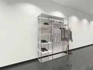 Diseño <span class=keywords><strong>de</strong></span> tienda Logotipo personalizado Tienda Estante <span class=keywords><strong>de</strong></span> exhibición <span class=keywords><strong>de</strong></span> ropa <span class=keywords><strong>de</strong></span> <span class=keywords><strong>hombre</strong></span> <span class=keywords><strong>de</strong></span> acero inoxidable dorado Estante <span class=keywords><strong>de</strong></span> exhibición <span class=keywords><strong>de</strong></span> ropa <span class=keywords><strong>de</strong></span> metal negro para <span class=keywords><strong>hombre</strong></span> - Product Image 2