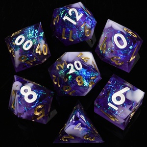 Mini Planet Custom D20 D6 Juego de dados de resina poliédrica 7 piezas Bordes afilados de colores hechos a mano para juegos de mesa DND RPG D & D Dados de resina - Product Image 1