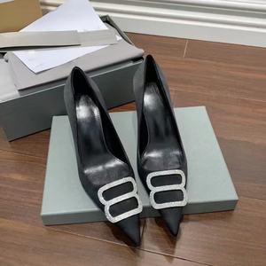 Chaussures de luxe sexy à talons hauts, sandales à bout pointu pour femmes, escarpins à talon aiguille de 9 cm, chaussures de mariage en cuir tendance - Product Image 1