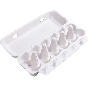 再利用可能なダースの卵のカートン丈夫な紙成形パルプ12セル空白の卵のカートントレイ収納ボックス耐震性の卵容器