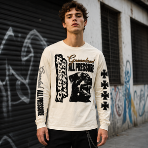 T-shirt Vintage da Uomo a Maniche Lunghe 100% Cotone con Grafica Digitale <span class=keywords><strong>Pitbull</strong></span> Cross, Magliette Personalizzate OEM a Maniche Lunghe - Product Image 1