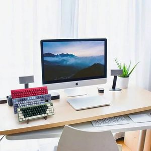 Wooden Double Layer <b>Keyboard</b> Stand Height Adjustable Storage Rack Desktop Organizer For <b>Electronic</b> Products - Product Image 2