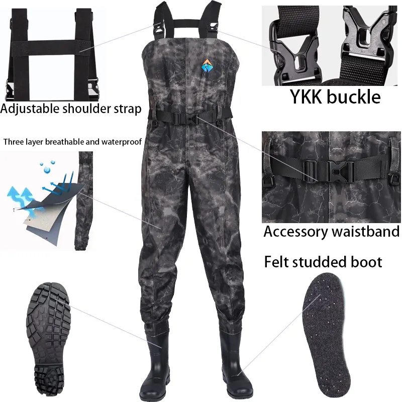 Großhandel 3 Schicht atmungsaktive Nylon PVC Brust Wader Angel anzug Fliegen fischen Hosen Angeln Waders wasserdichte Wader