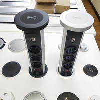 Toma de corriente oculta para cocina, torre de salida de alimentación de la UE, LED, USB, toma de sobremesa, enchufe de carga inalámbrica, Manual, 80mm