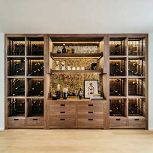 Vinoteca de Estilo Industrial, de Pared o de Pie, con Rejilla Metálica de Acero Inoxidable, Iluminación LED y Cajones - Product Image 5