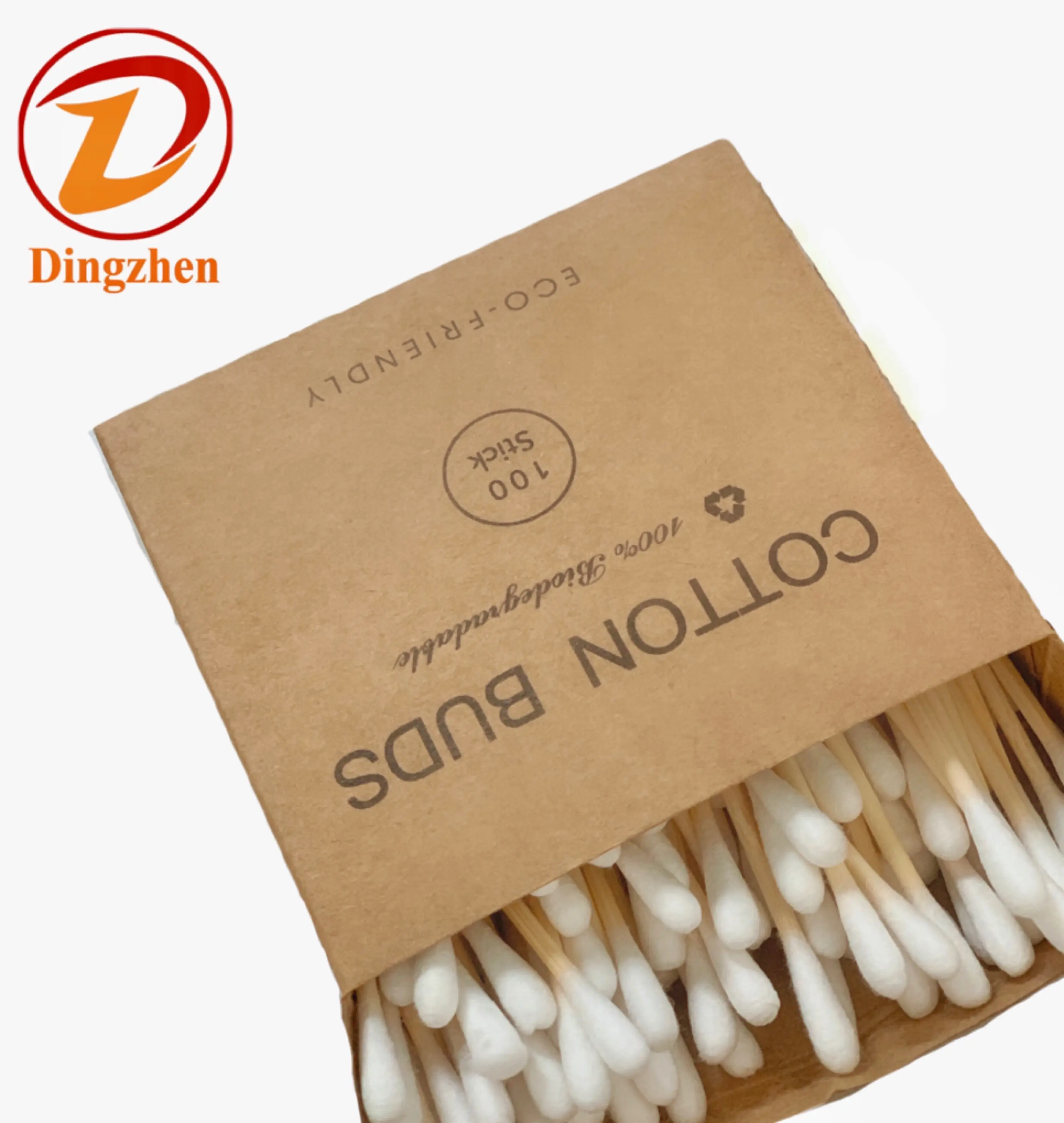 100/Pack Eco-vriendelijke Katoen Make-Up Knoppen Nul Afval Schoonmaken Oor Swabs Voor Oor Schoonmaken Bamboe Katoen Biologisch Afbreekbare Houten Knoppen