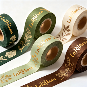 Elegant Botanical Fern Leaf Wild Animal Grosgrain <b>Ribbon</b> Gold Print Decor <b>Ribbon</b> for Forest Theme Wedding Bouquet Gift Box Craft - Product Image 3